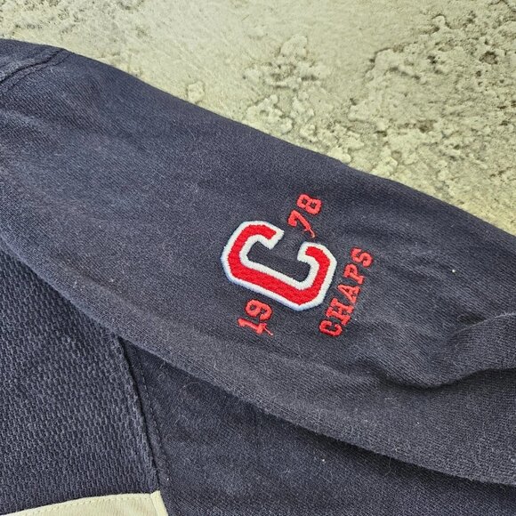 Chaps Men Sweat Shirt Long Sleeve V Neck T Shirt Navy Blue Cotton Top Size M - Picture 7 of 9